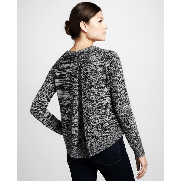 360 Cashmere Wool Marled Zebra Box Pleat Soft Sweater - Picture 11 of 11